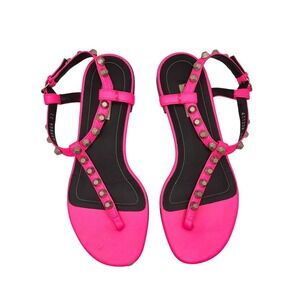 Balenciaga Women's Hot Pink Arena Studded Sandals Size 37